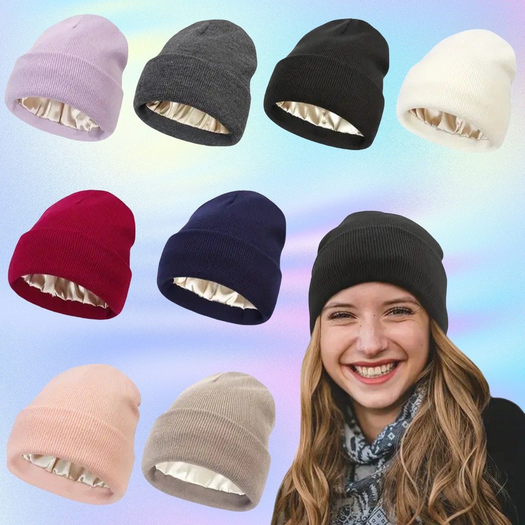Beanie Cuffed Knit - Unisex Satin Lined Anti Static Beanie