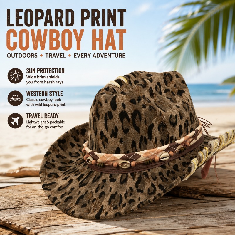 Leopard Print Western Cowboy H - огляд і ціна Cowboy Hat Straw