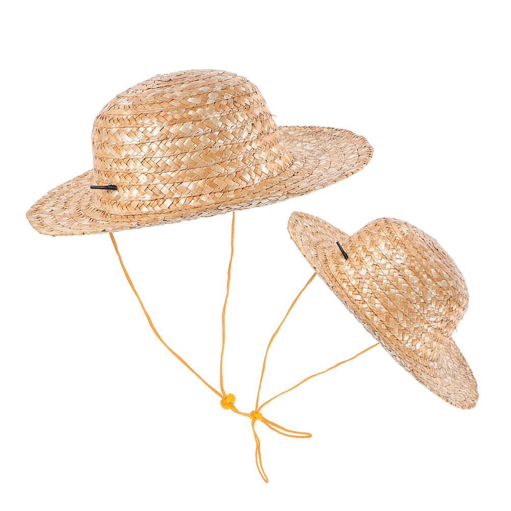 2Pcs Kids Straw Hat Natural Co - огляд і ціна Sun Hat Wide Brim