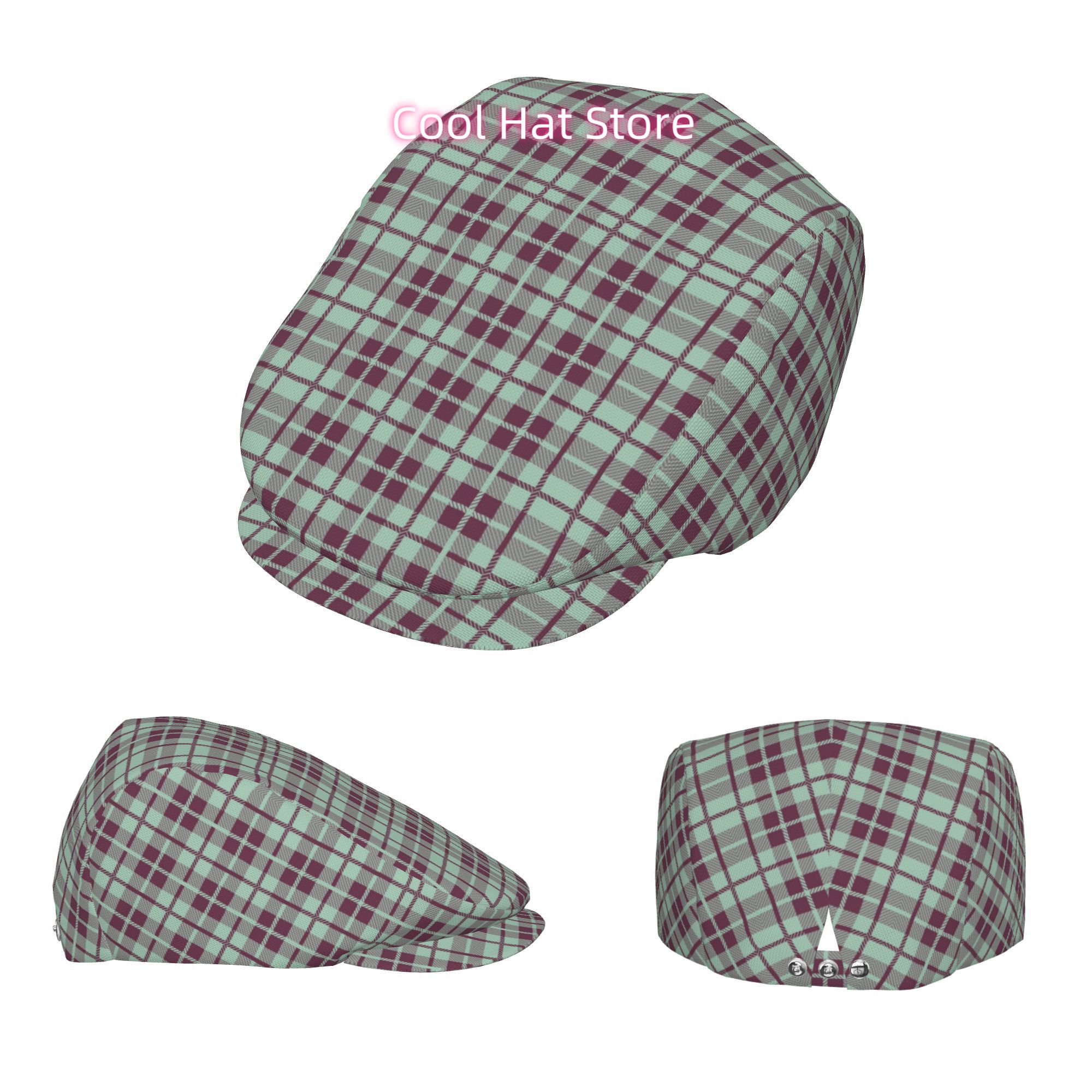Mint And Burgundy Plaid Men An - огляд і ціна Newsboy Cap Ivy