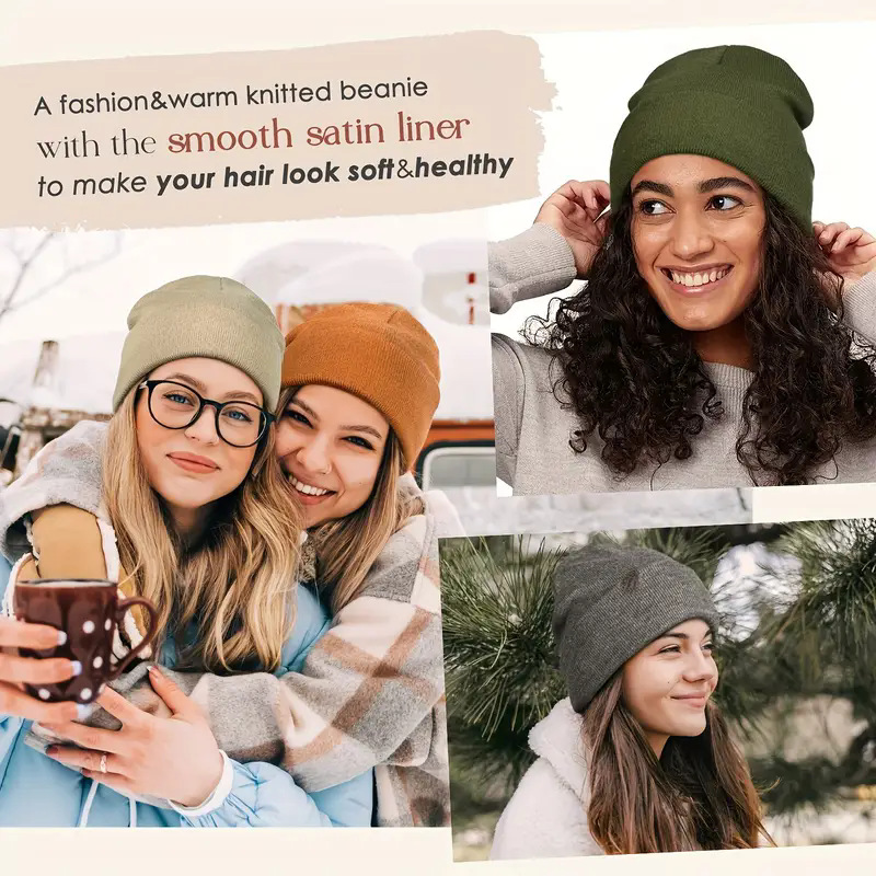 Unisex Satin Lined Anti Static - огляд і ціна Beanie Cuffed Knit