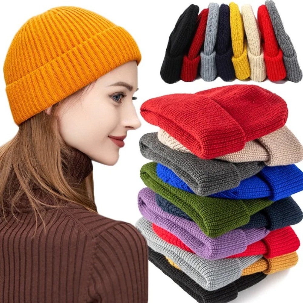 Autumn Winter Unisex Solid Col - огляд і ціна Beanie Cuffed Knit